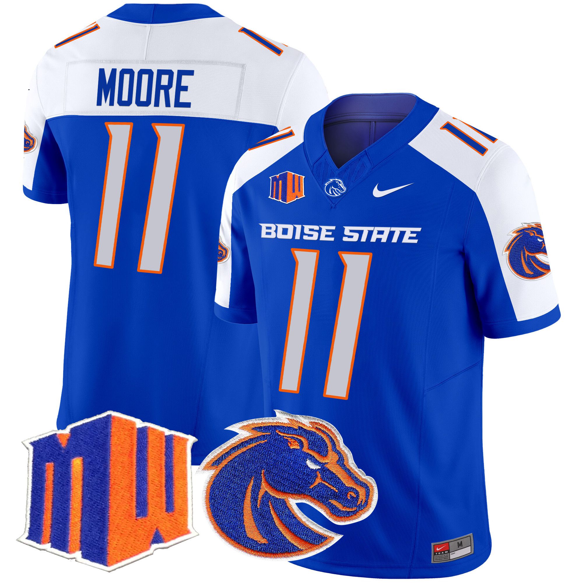 Men Boise State Broncos #11 Moore Blue Nike 2024 Vapor Limited NCAA Jersey->more ncaa teams->NCAA Jersey